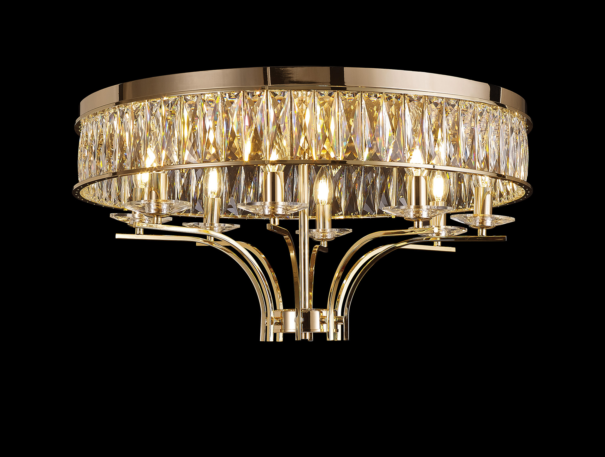 Vivienne French Gold Crystal Ceiling Lights Diyas Flush Crystal Fittings